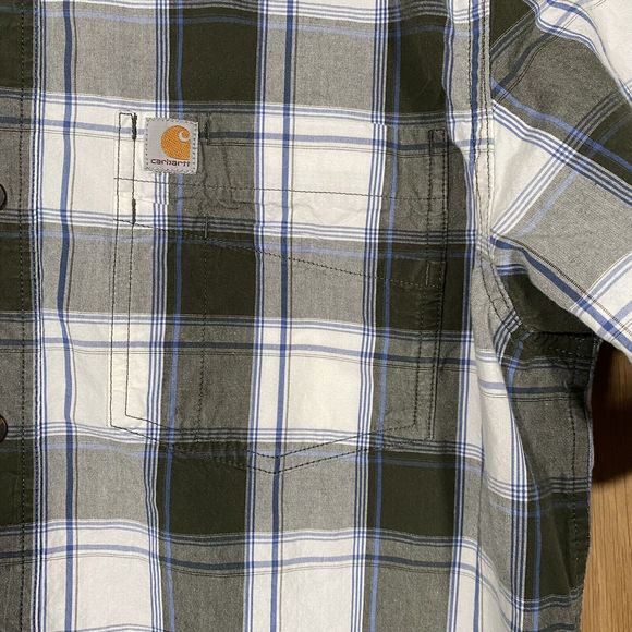 Carhartt Men's Sz M Plaid Button Down Shirt Essential Short Sleeve Farm Western - Picture 4 of 9